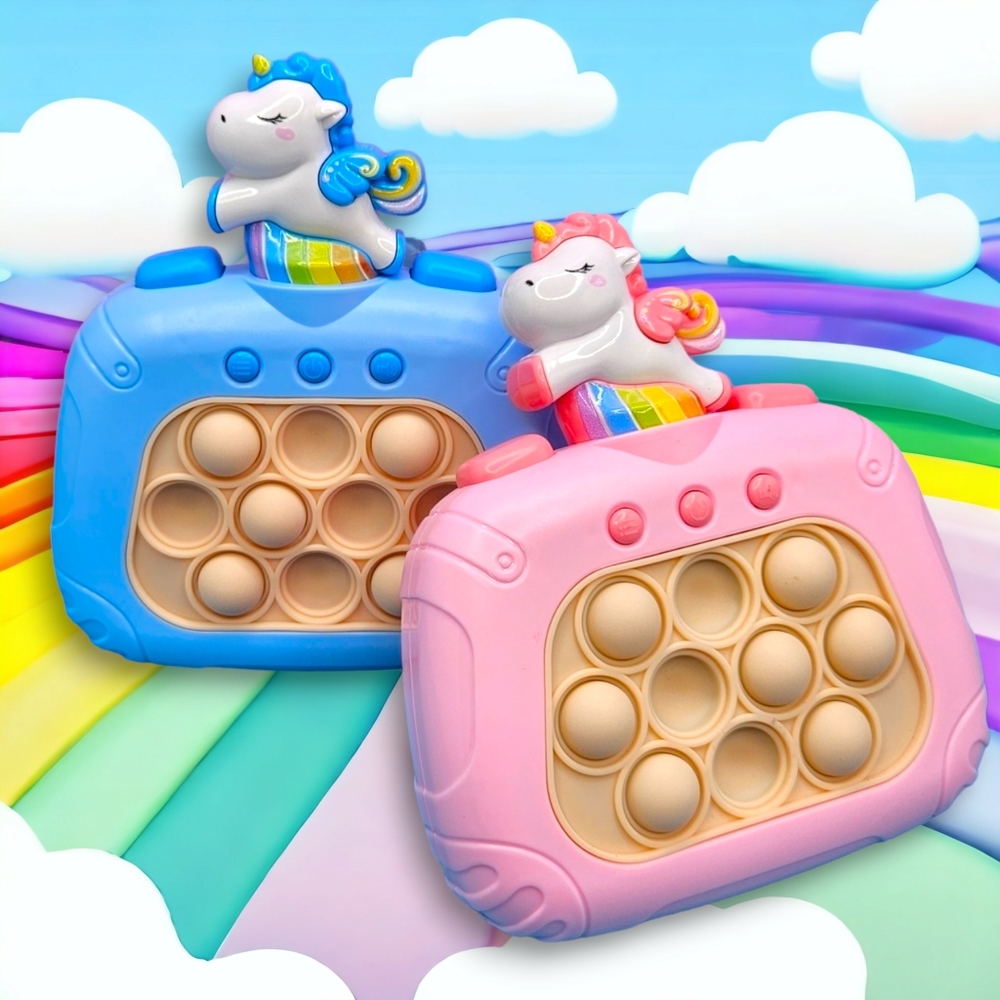 2 Unicorn Quick Push Light Up Pop It Bubble Handheld Puzzle Games Fidget Toy